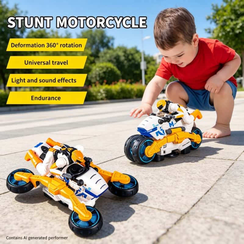 Kids Toys Xmas - Electric Stunt Transformable Motorcycle Children Toy