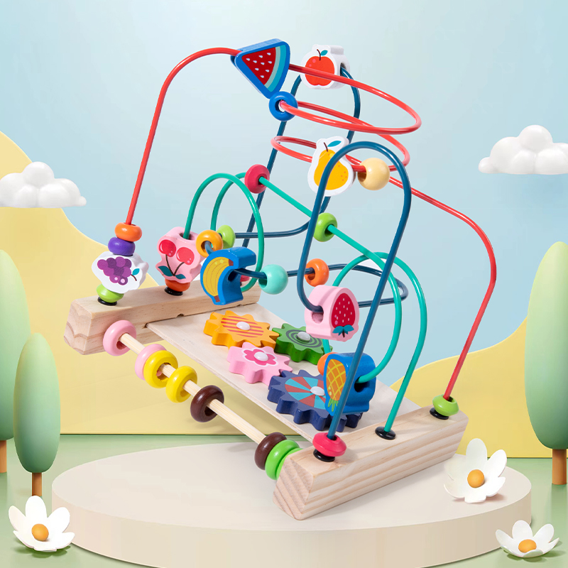 Kids Toys 3 Year Old - Montessori Toys Wooden Roller Coaster Bead